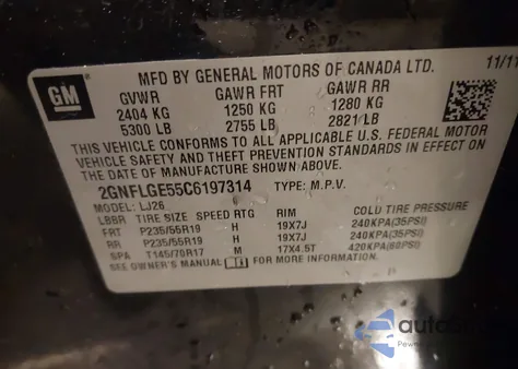 2012 Chevrolet Equinox Ltz from USA, damaged, VIN 2GNFLGE55C6197314